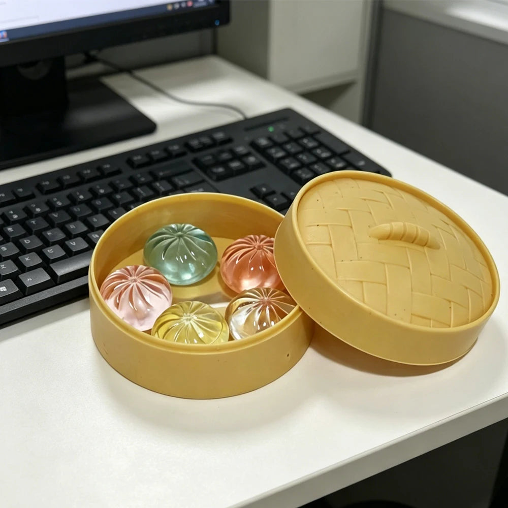 Mini Dumpling Bun Squishy Set with Steamer