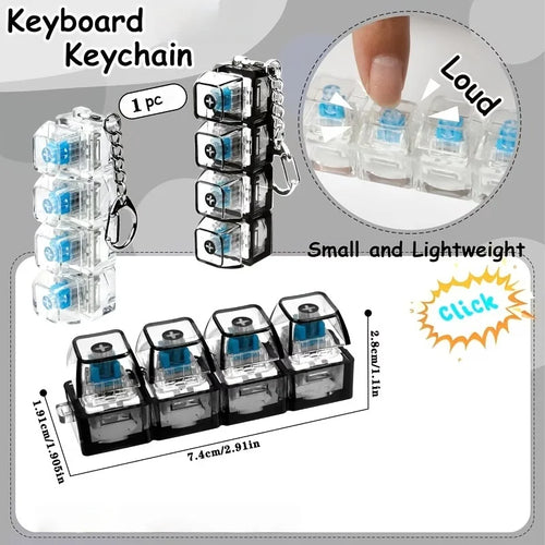1PC Light Up Keyboard Keychain Stress Relief Clickable LED Button Toy
