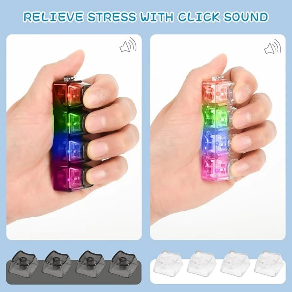 1PC Light Up Keyboard Keychain Stress Relief Clickable LED Button Toy
