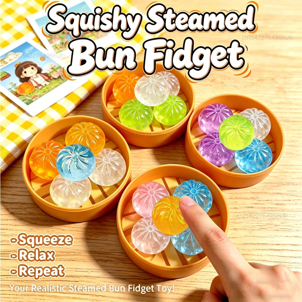 Mini Dumpling Bun Squishy Set with Steamer