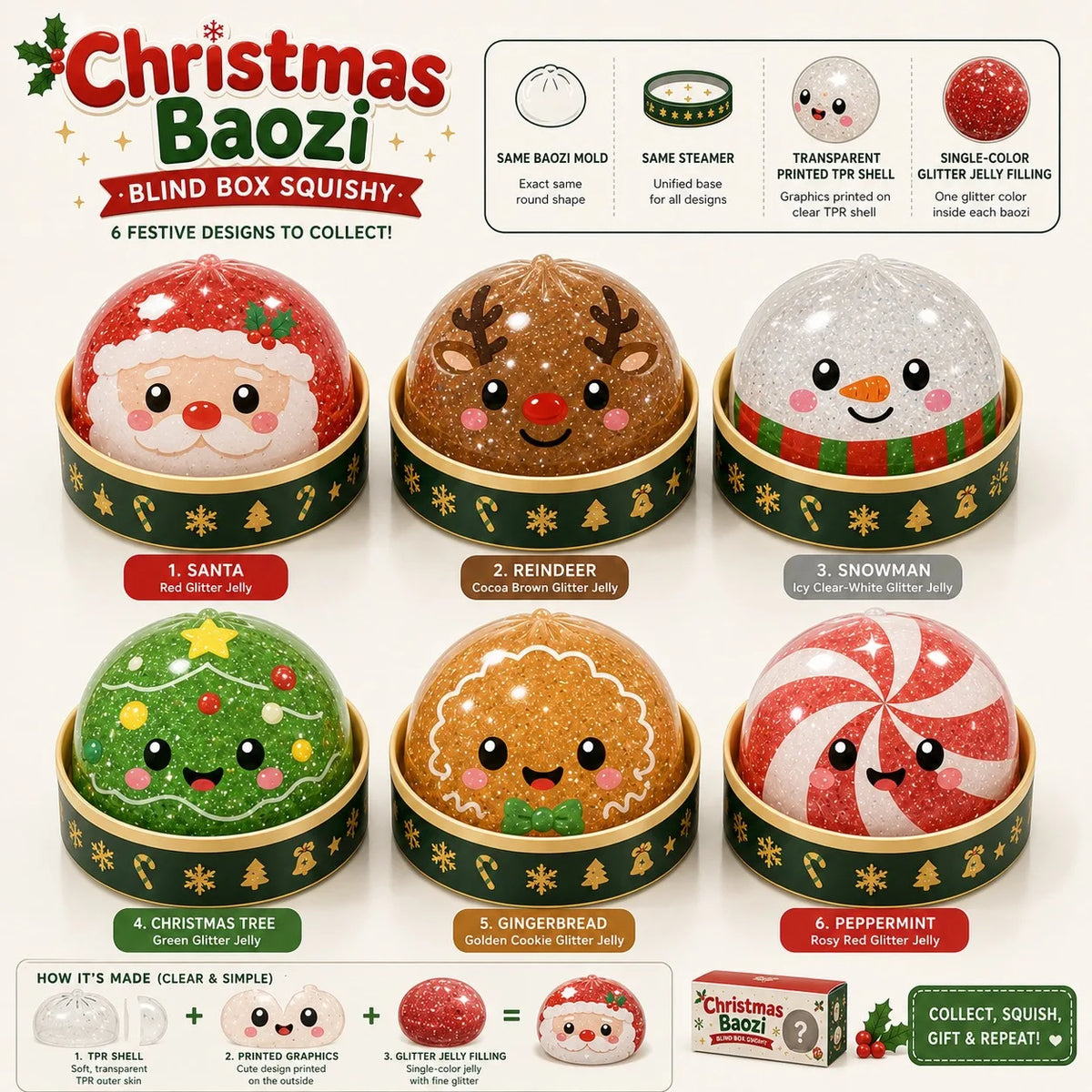 Christmas Mystery Dumpling Squishy