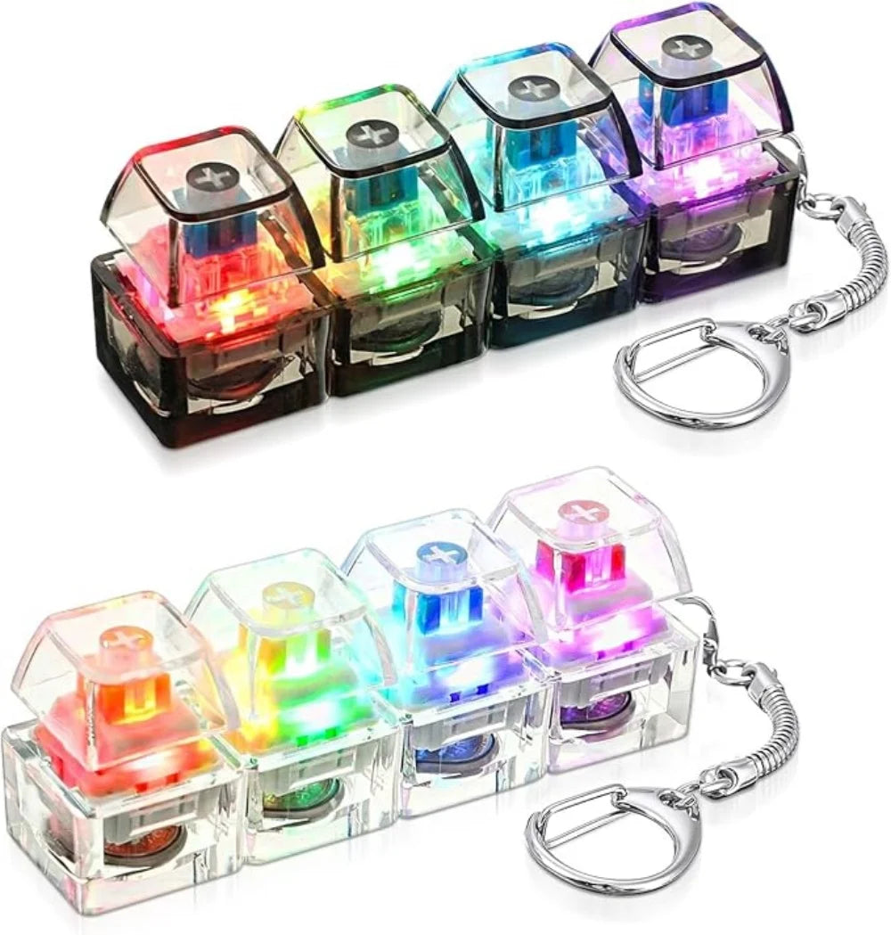 1PC Light Up Keyboard Keychain Stress Relief Clickable LED Button Toy