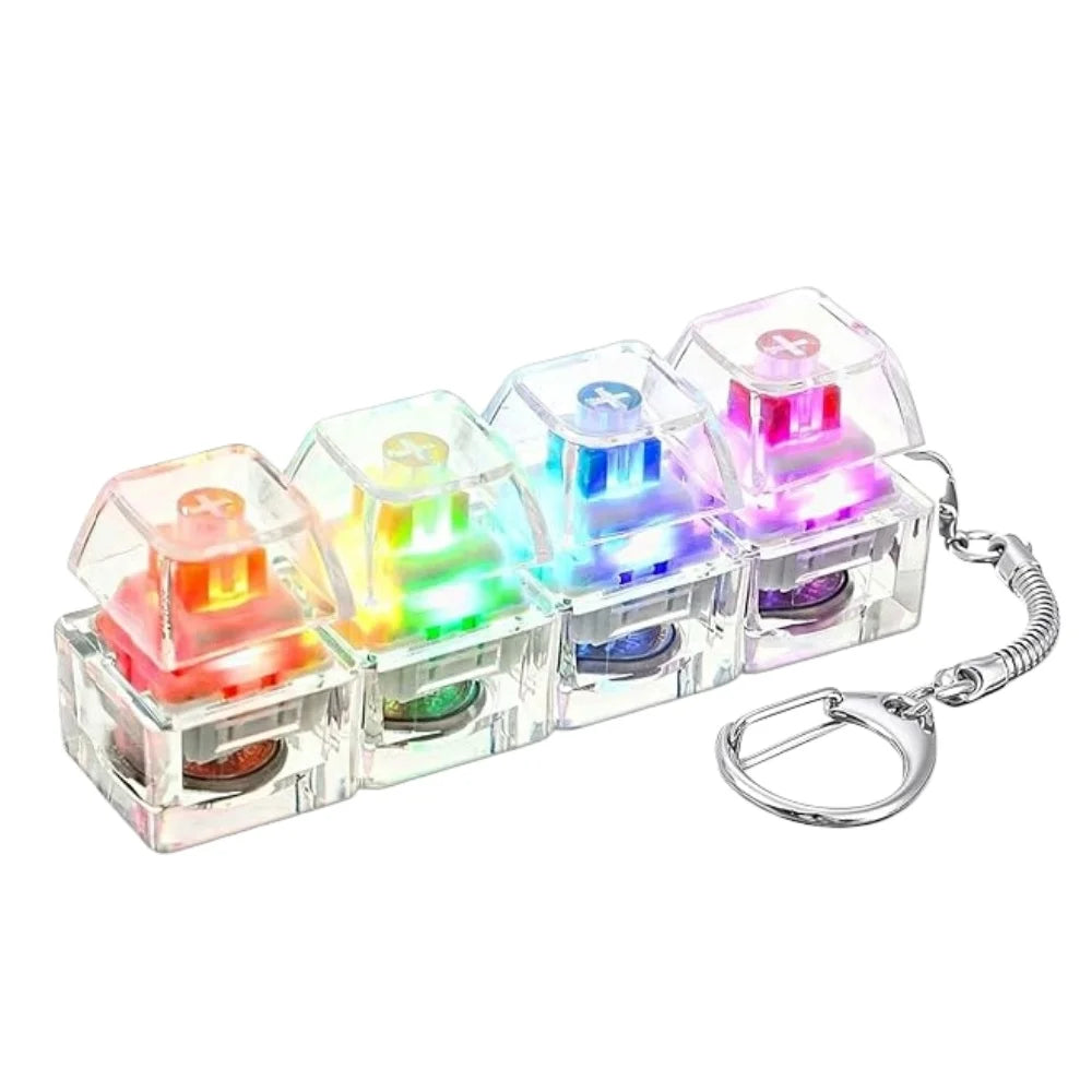 1PC Light Up Keyboard Keychain Stress Relief Clickable LED Button Toy